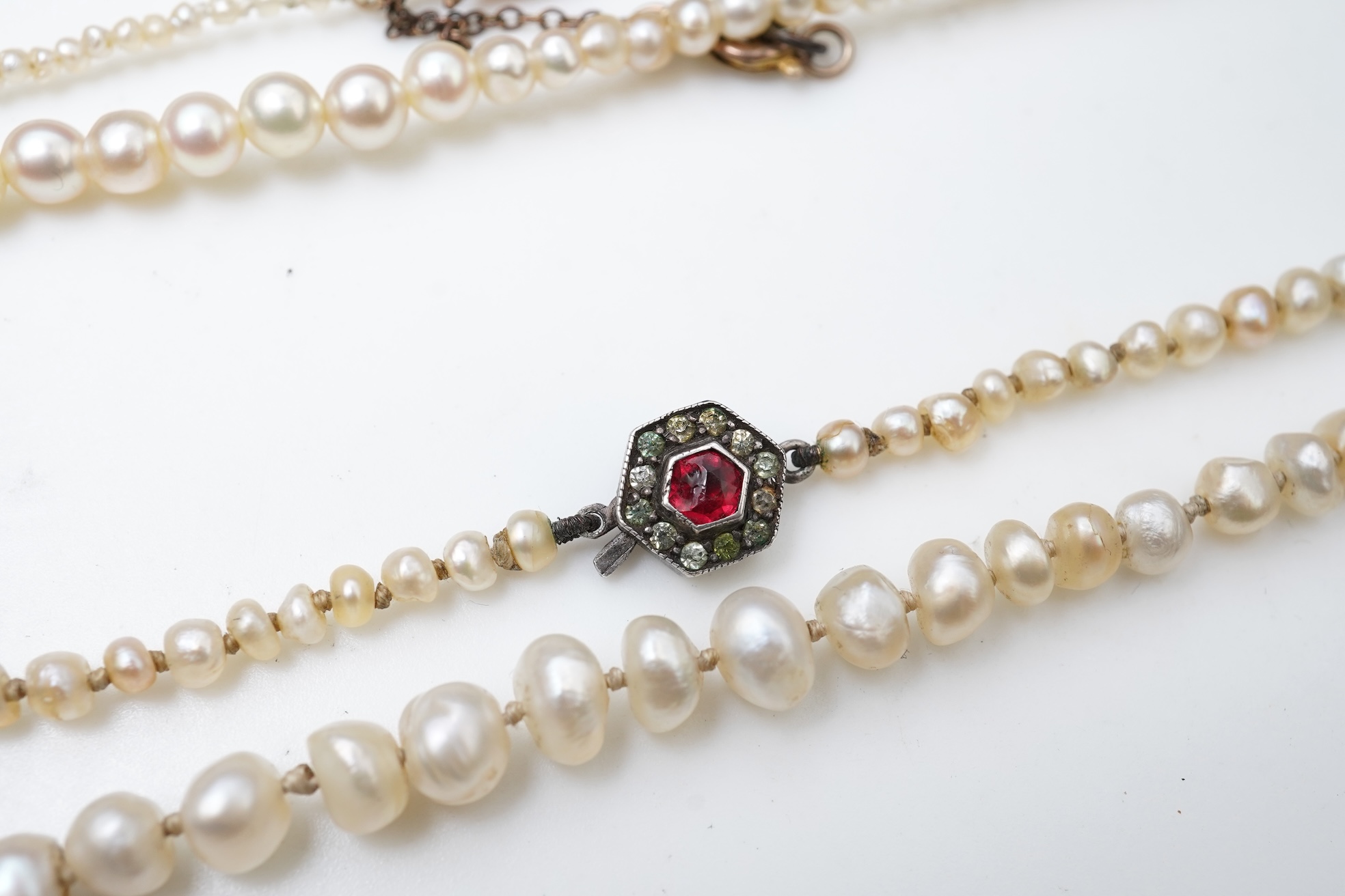 Two cultured pearl necklaces, early 20th century